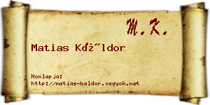Matias Káldor névjegykártya